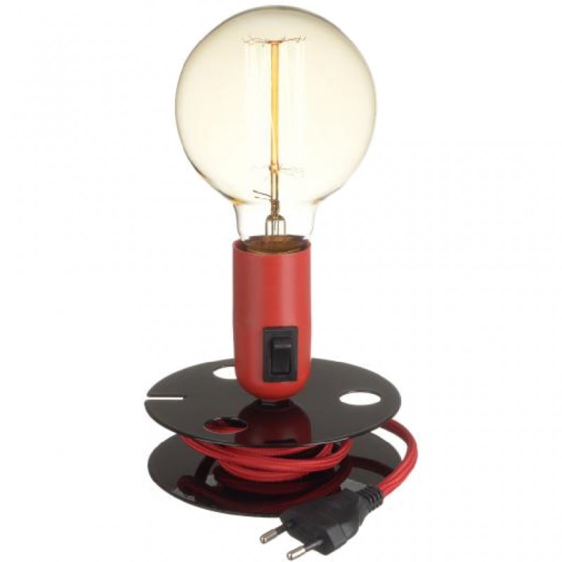 LAMPARA SOBREMESA BOBINA LB-7002 ROJA