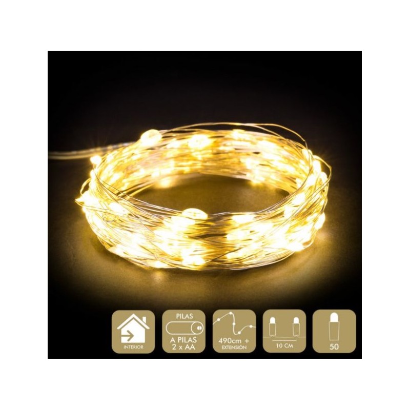 GUIRNALDA 50 LED CALIDOS A PILAS    A05101
