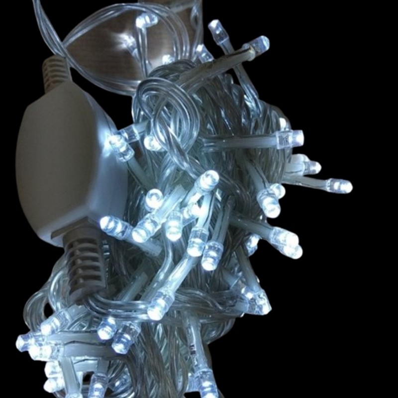 GUIRNALDA 100 LED FRIO CABLE TRANSP. ENLAZABLE D10001